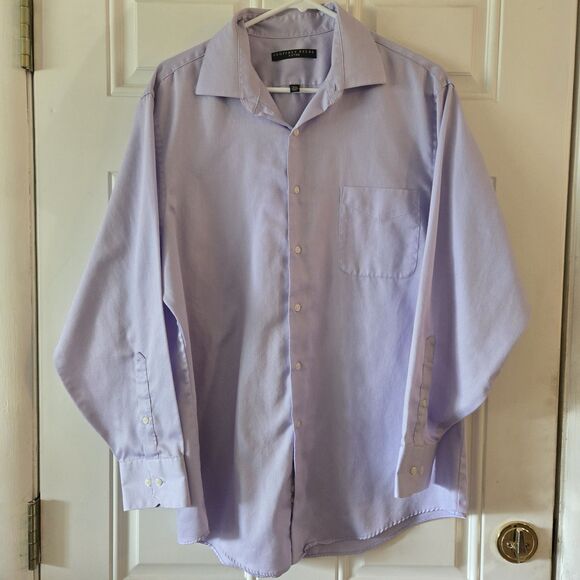 Geoffrey Beene Men Dress Shirt Size 32/33 Neck 16.5 Purple Long Sleeve Button Up - Picture 1 of 6